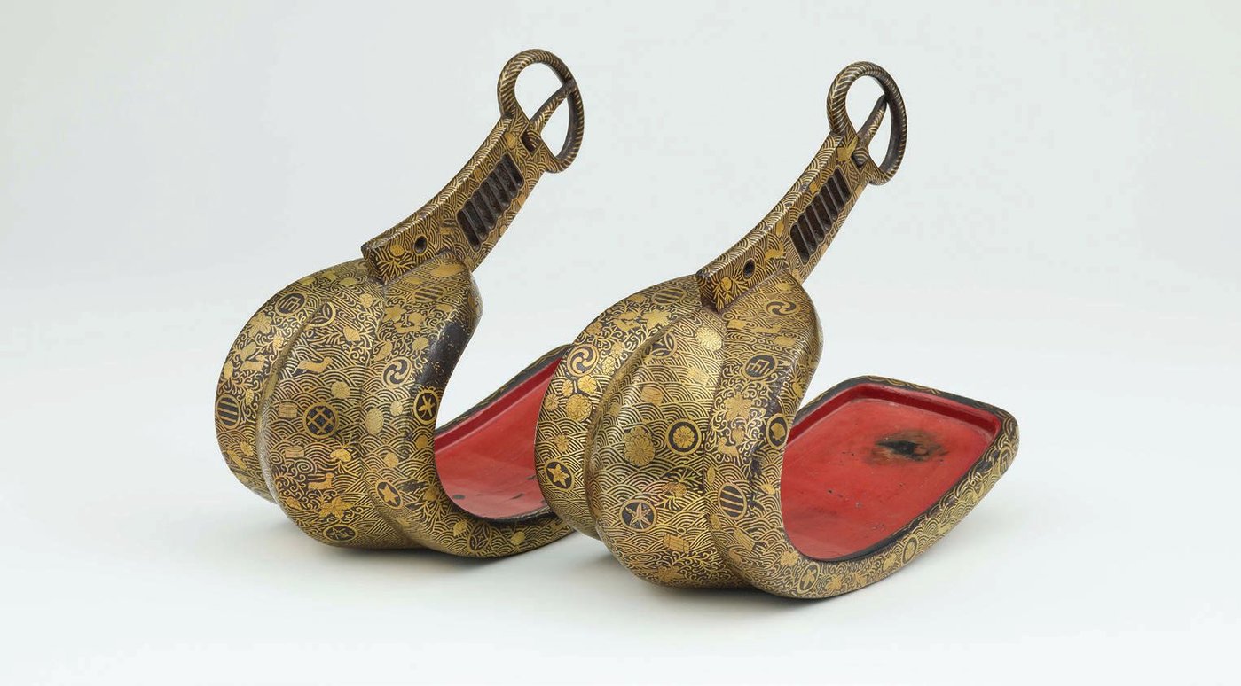 Abumi (stirrups) from the Edo period were made of iron, wood, lacquer and brass PHOTO BY BRAD FLOWERS