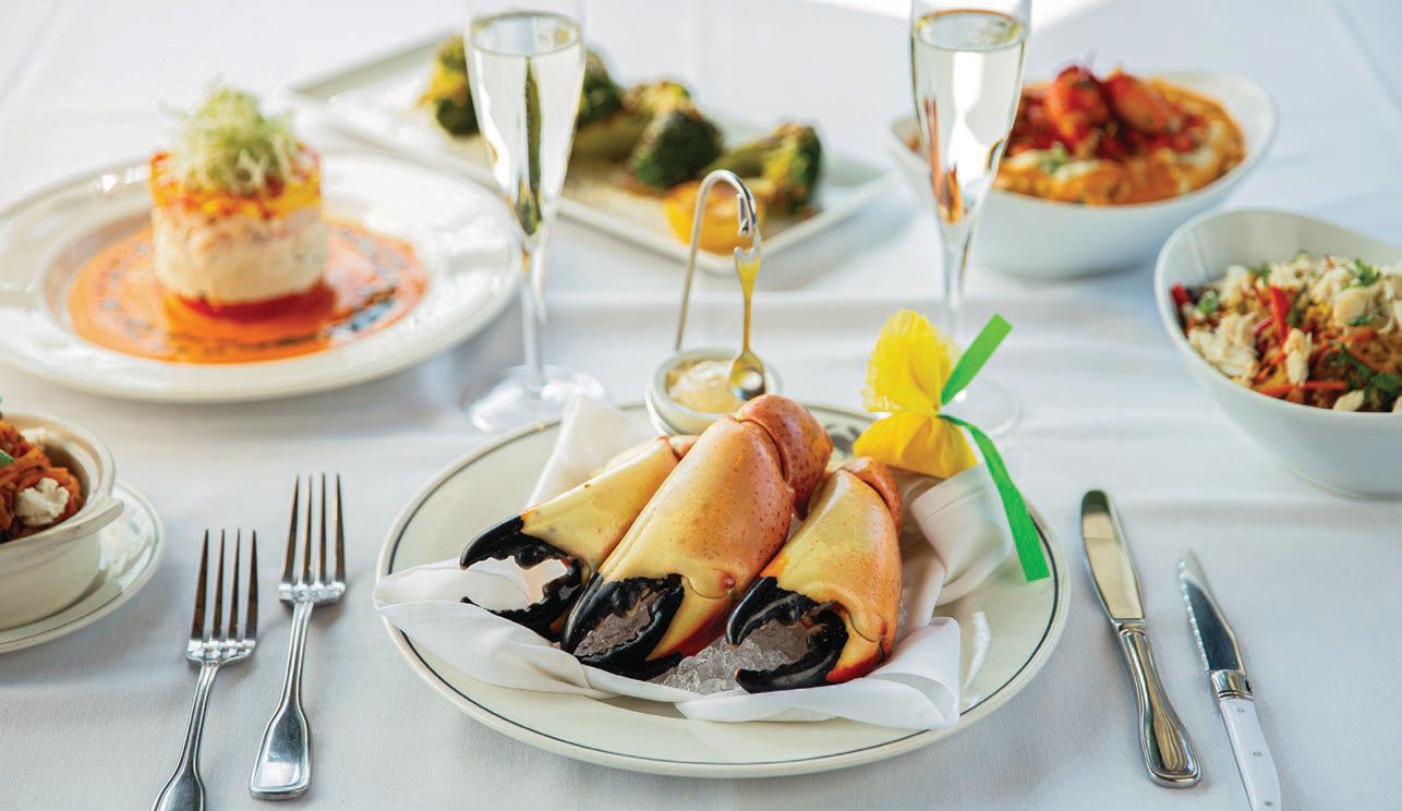 Florida stone crab claws are on the menu at Truluck’s. PHOTO COURTESY OF TRULUCK’S RESTAURANT GROUP