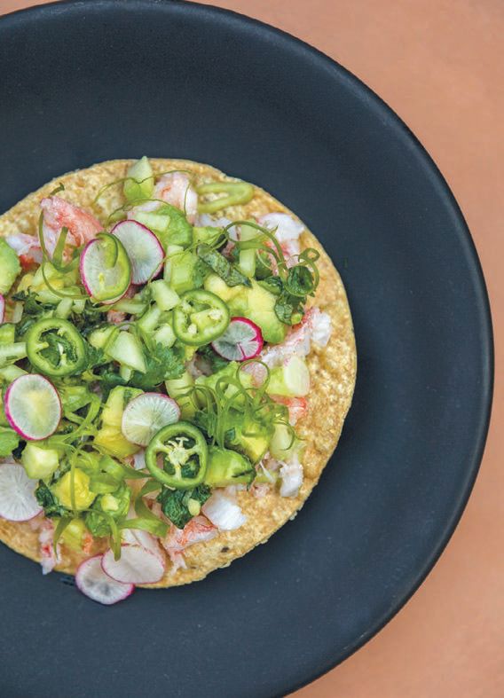 The blue crab tostada is a fan favorite PHOTO COURTESY OF THE VILLAGE