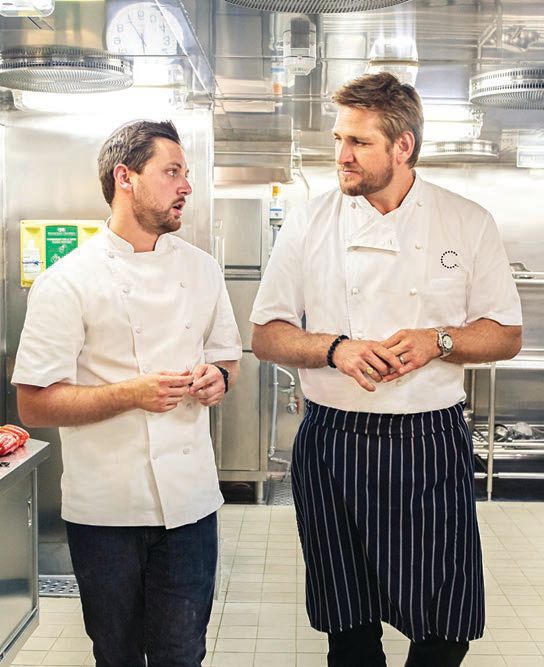 Executive chef Dortch with mentor chef Curtis Stone. PHOTO COURTESY OF GEORGIE BY CURTIS STONE